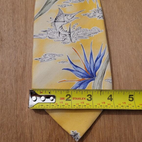 Tommy Bahama Neck Tie Marlin & Floral Pattern Multicolor Silk Tie Hawaiian - Picture 10 of 11